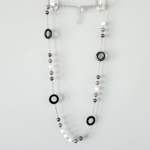 Guess Purple-Gray Beaded Chain Necklace